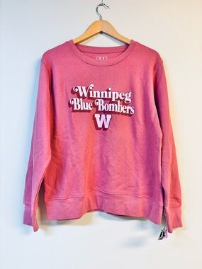 NWT Winnipeg Blue Bombers CFL Pink Crewneck Sweatshirt Medium